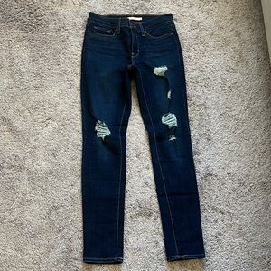 Levi's Dark Indigo Ripped Women's Skinny Jeans